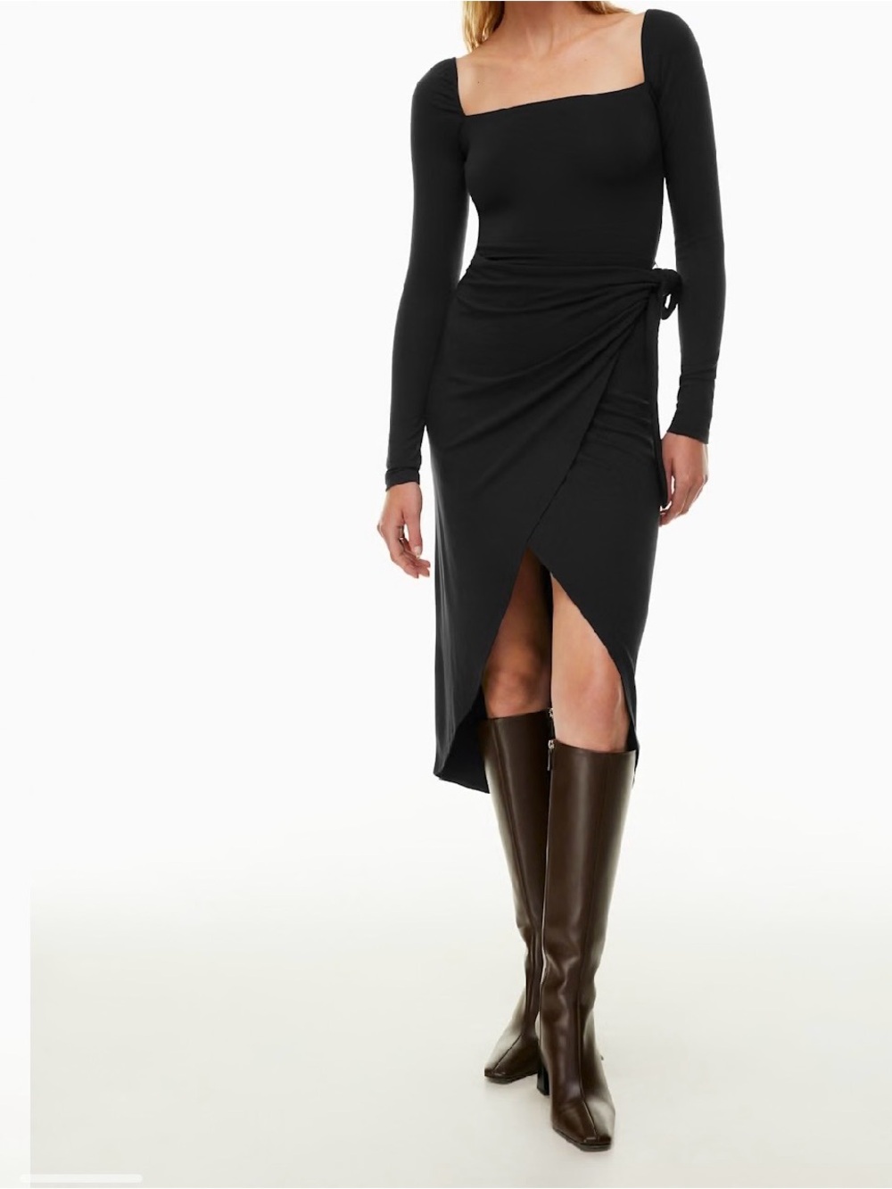Aritzia Wilfred Saturn Longsleeve Midi Wrap Dress XS Black